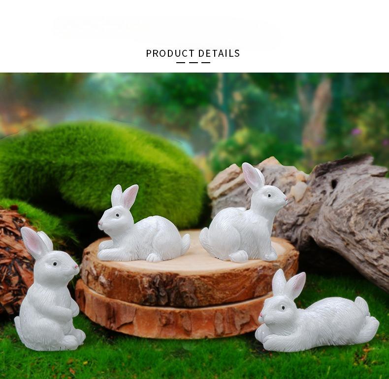 Easter Rabbit Resin Handicraft Small Ornaments DIY Micro Landscape Bonsai Figurines Mini Ecological Bottle Succulent Accessories