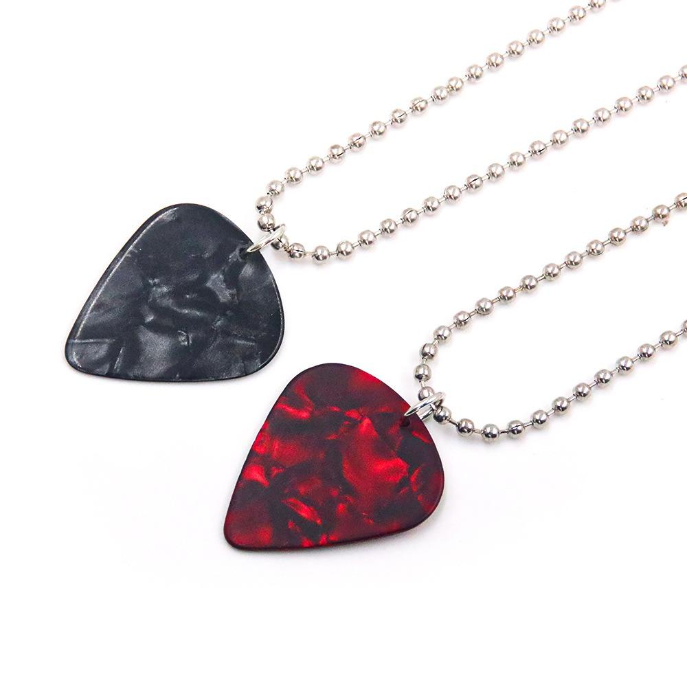 Gitarrenplektrum Halskette Herz Rubin Anhänger Halskette Seltsame Horror Gitarrenplektrum Anhänger Halskette Cosplay Schmuck Geschenke