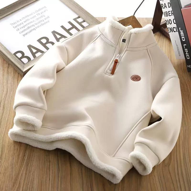 Winter Children's Lambswool Sweatshirt Boys Fleece Pullover Girls Thicken Warm Jumper Autumn Kids Long-Sleeved Casual Clothes