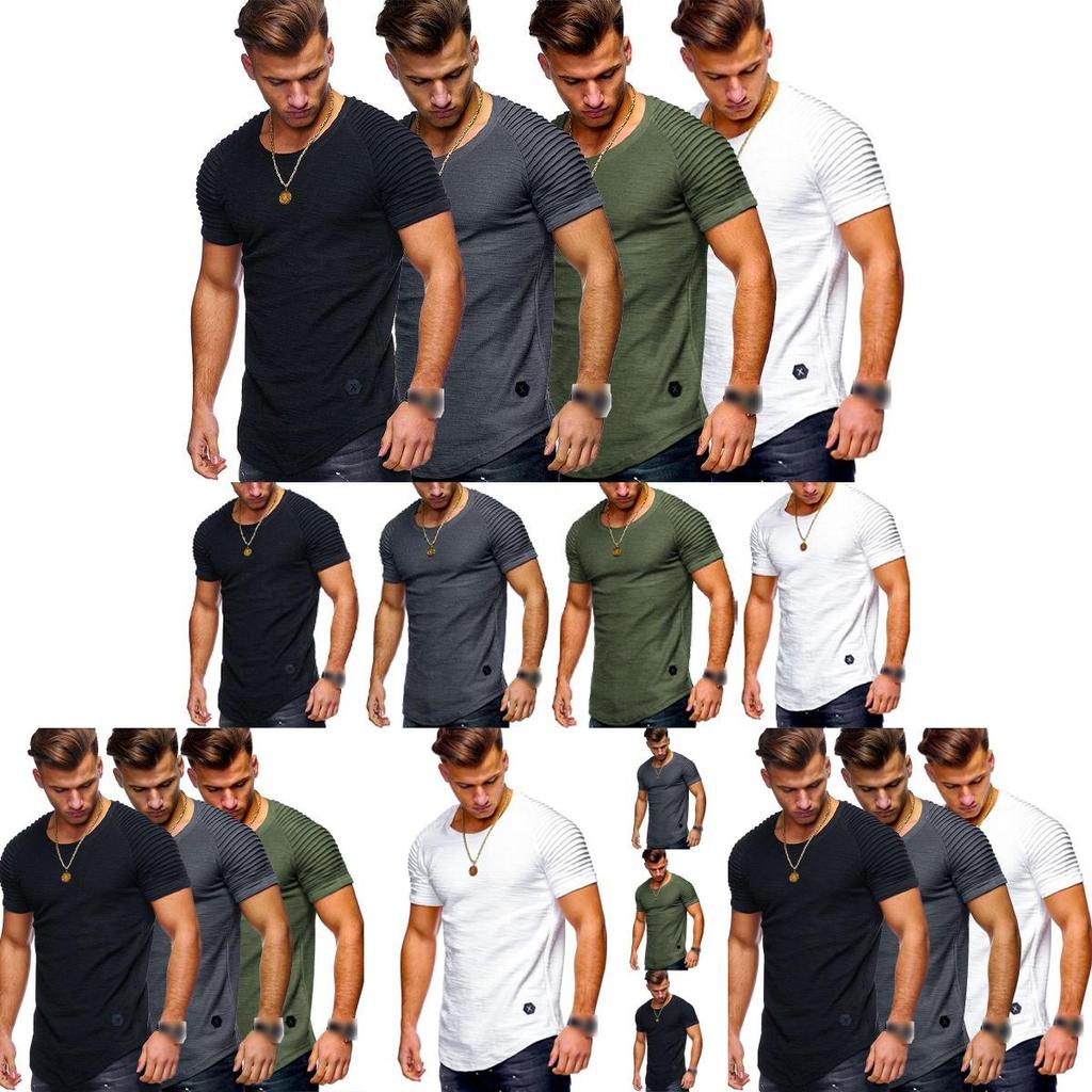 Men's Slim Fit O-neck Short Sleeve Muscle Tee T-shirt In Soft Breathable Fabric