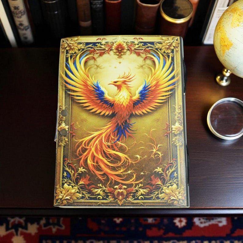 Custom Phoenix Leather Journal | Fire Witch Diary |  Spell Book | Rebirth Gift for Her & Him | Handmade Grimoire