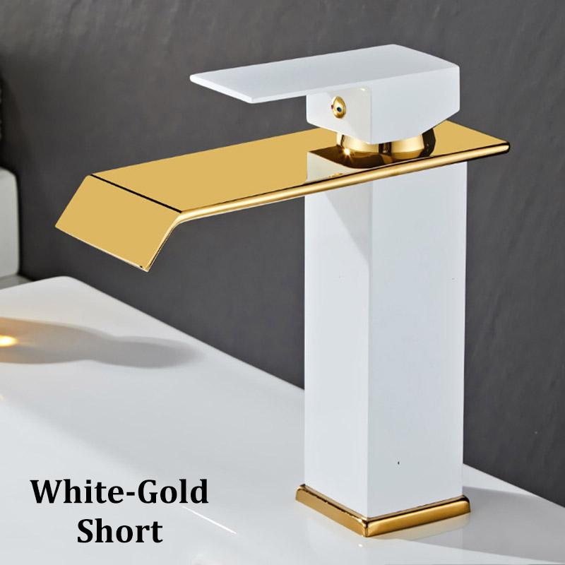 Waterfall Stainless Steel Hot and Cold Water Faucet Above Counter Basin Bathroom Splash-proof Basin Faucet