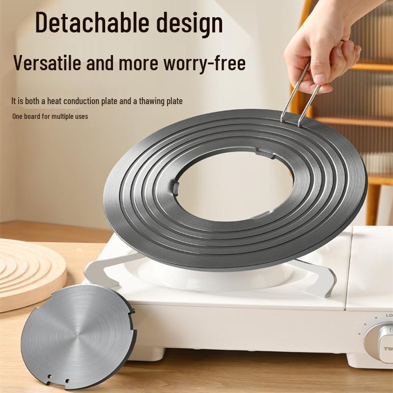Removable Enamel Heat Conduction Plate: Prevents Pot Bottom Burn on Coal Gas Stoves and Offers Defrosting and Insulation.