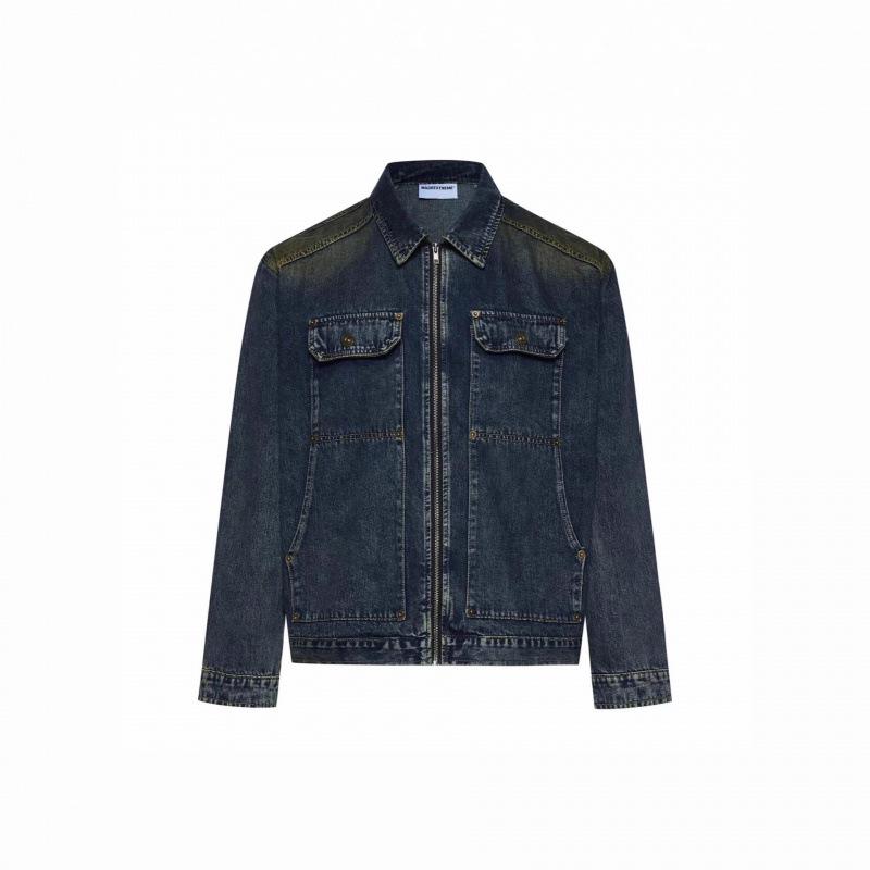 

Men s Retro High Street Washed Denim Workwear Jacket XXL синій