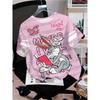 Cartoon Rabbit Print Women's Short Sleeve T-Shirt Summer Casual 3d Print Summer Cute Men's Sport Tops T-shirt Tee