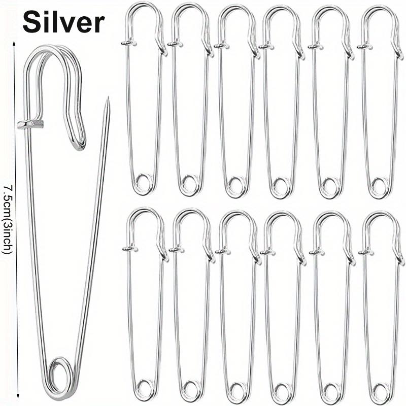 

20 шт. Английские булавки 7,5 см, большие английские булавки, прочные английские булавки для одежды, кожи, холста, одеял, поделок, юбок, килтов 20Pcs серебряный