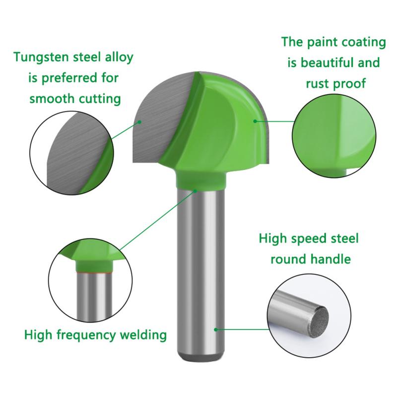 Wolframstahllegierung, 8 mm Schaftdurchmesser, Holzbearbeitung, Halbkreis-Fräser, hitzebeständig