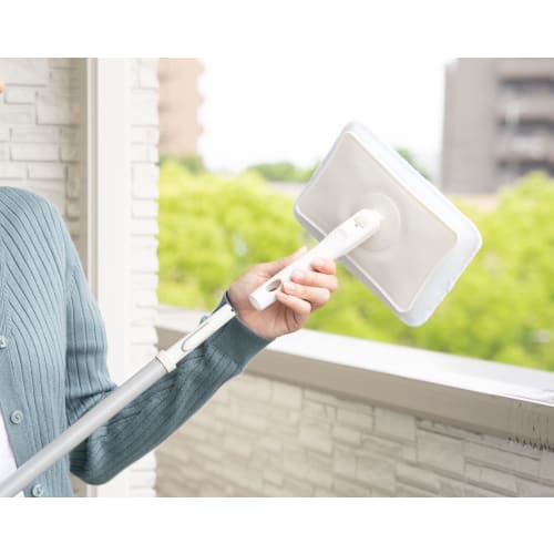 Yamazaki Sangyo Brush for Balconies, Entrances, Tiles, and Decks, Sponge with Handle, Single Handle, Detachable Head, Brush Width 20cm x Total Length