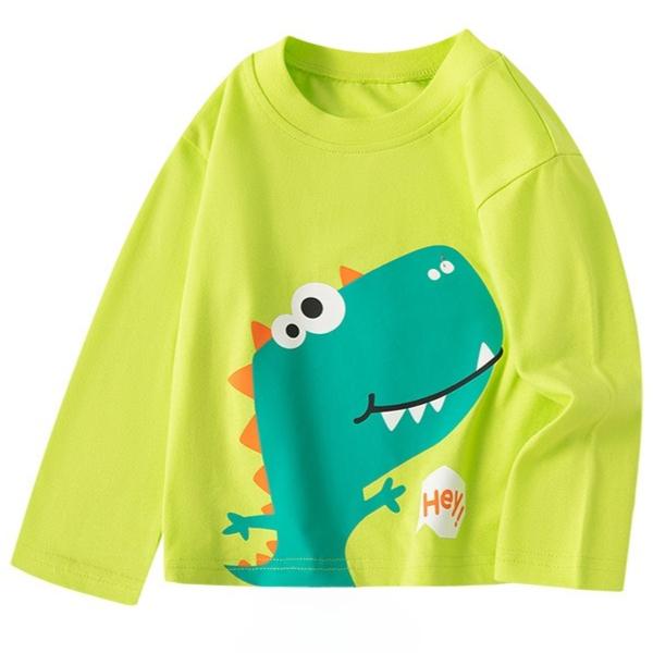 

Spring and Autumn Round Neck Cartoon Dinosaur Pattern 3D Printed Top Fashionable Casual Long Sleeved Children s Boy T-shirts 110