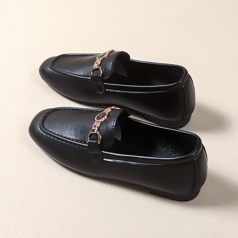 Fashion outer wear square head comfortable versatile loafers women's spring and autumn 2025 new popular commuter small leather shoes women