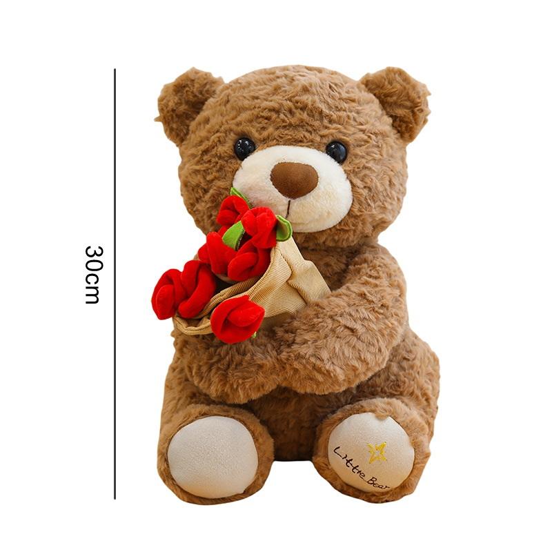 15Cm Kawaii Cartoon Anime Love Rose Hat Bear Stuffed Animal Plush Toy Children'S Couple Bear Handmade Doll Festival Gift