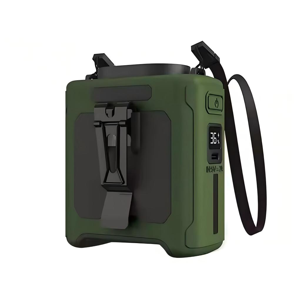 10000mAh Portable Waist Fan Outdoor Hanging Neck Fan Strong Wind with Power Bank LED Lighting for Sports Cook Outdoor Working