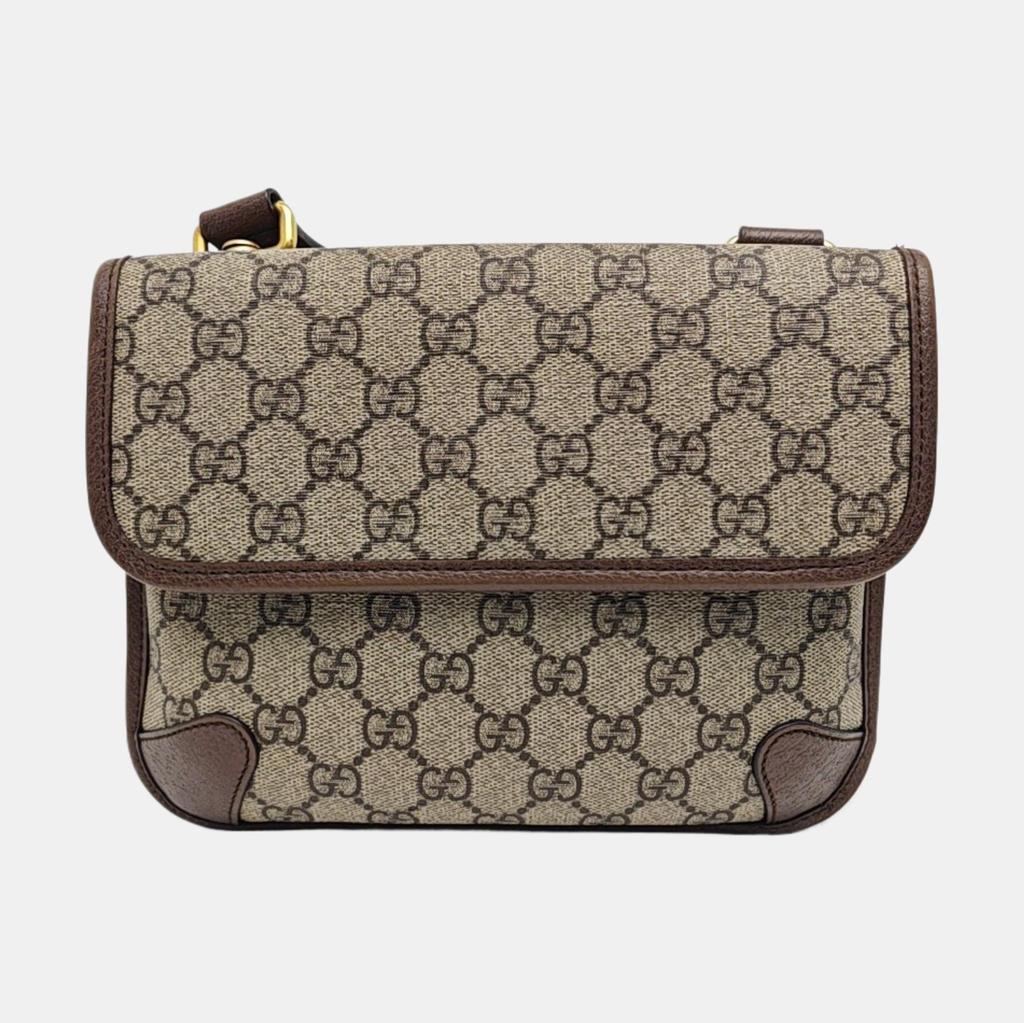 [Pre-Owned] GG Supreme Reversible Tiger Head Magnetic Closure Shoulder Canvas And Leather Trim Crossbody Bag Small - Very Good #1CFCY8U