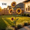 Outdoor Backyard Decorations Vintage Sunflower Hummingbird Feeder, Metal Garden Stake Water Station, Decorative Bird Station Floral Feeding