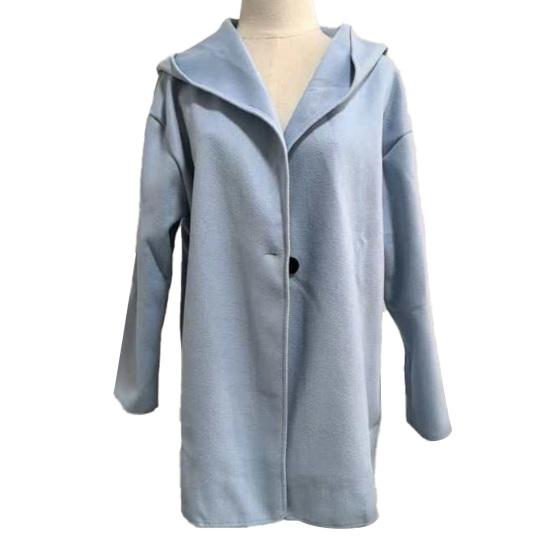 Women's Wool Blend Trench Coat Hooded Single-Breasted Pea Coat Fall Winter Thick Warm Jacket Casual Mid-Long Overcoat