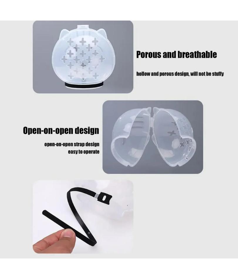 1Set Cat Muzzle Pet Grooming Cover Accessory Cat Anti Bite Anti Licking Space Hood Breathable Helmet with 4 Silicone Paw Shoes