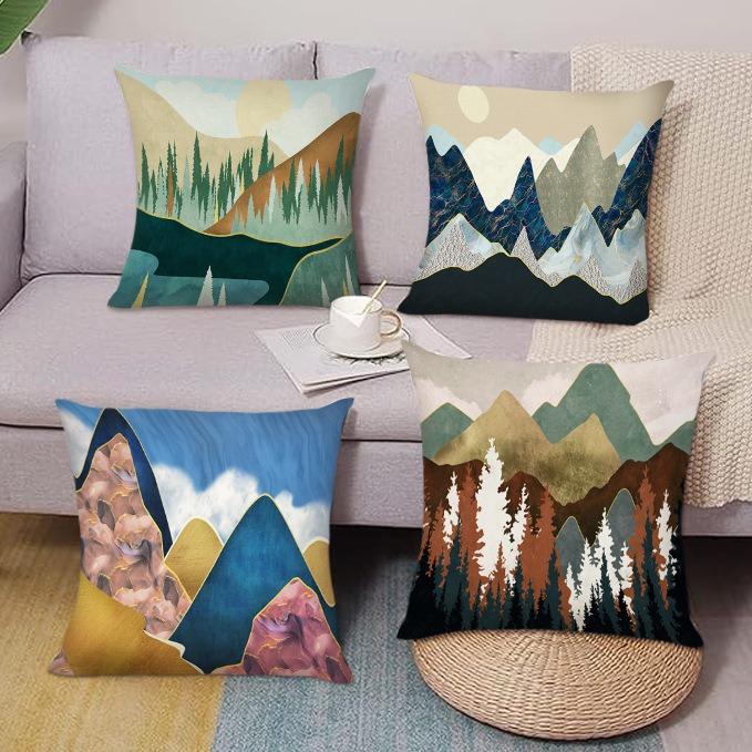 Mountain Series Printed Pattern Home Decor Pillowcase Bedroom Living Room Sofa Decoration Polyester Cushion Cover With Zipper