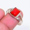 Natural Italian Red Coral Gemstone 925 Sterling Silver Jewelry Ring Size 9 ZS-1628