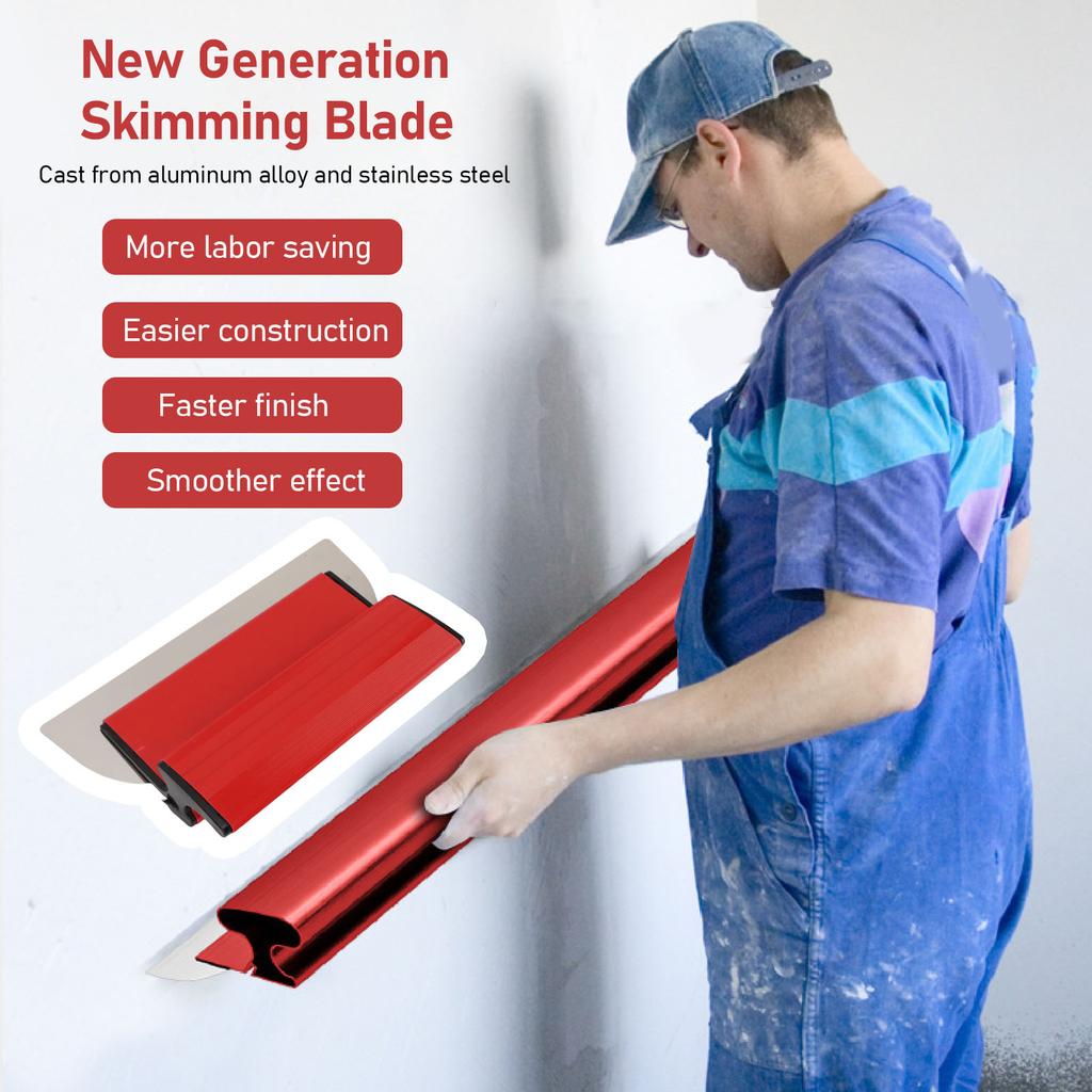 Skimming Blade Set Stainless Steel Drywall Smoothing Spatula with Extension Handles for Ceiling Wall