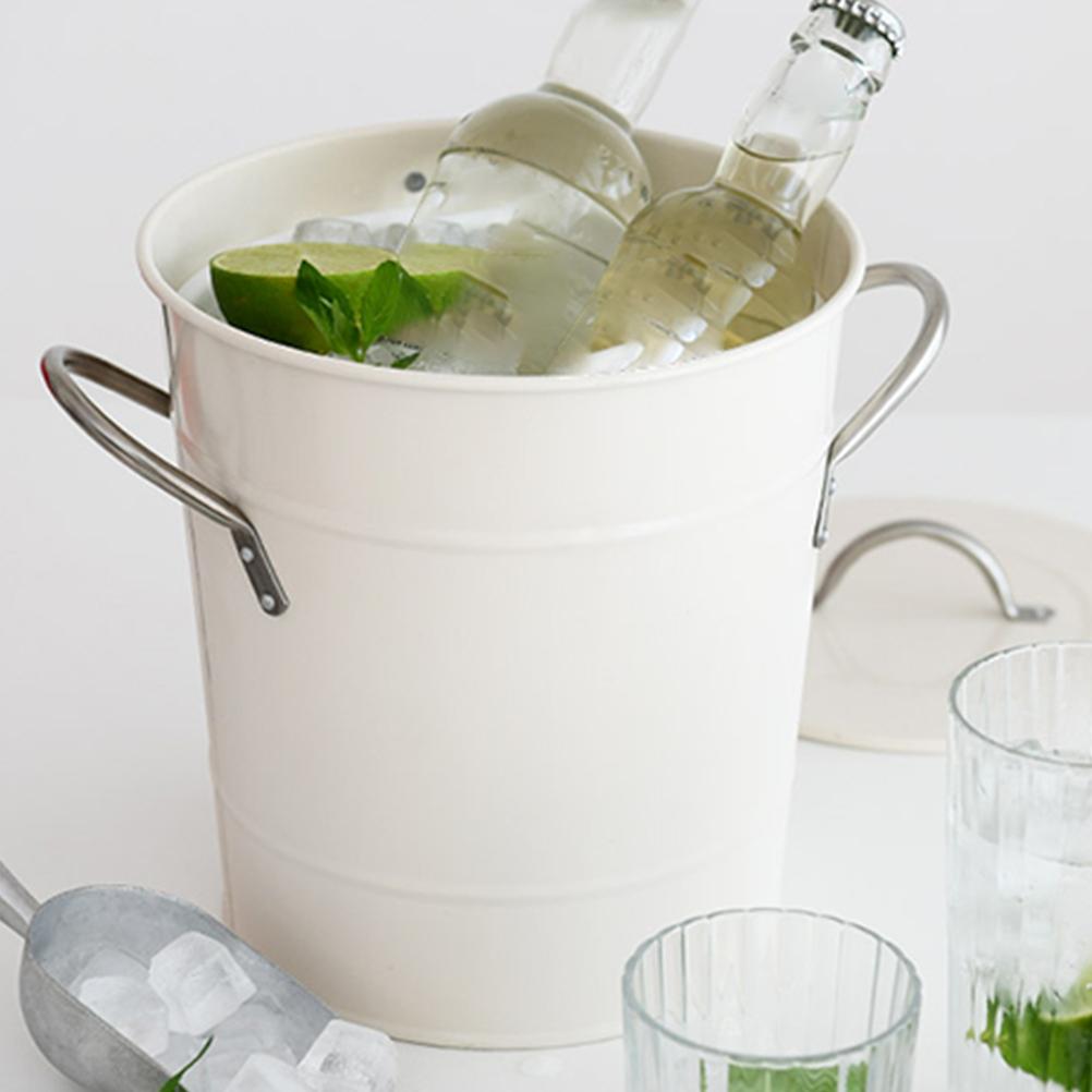 4.5L Thicken Galvanized Ice Bucket for Wine Beer Party with Ice Shovel and Long Lasting Powder Coating Cooler Bucket