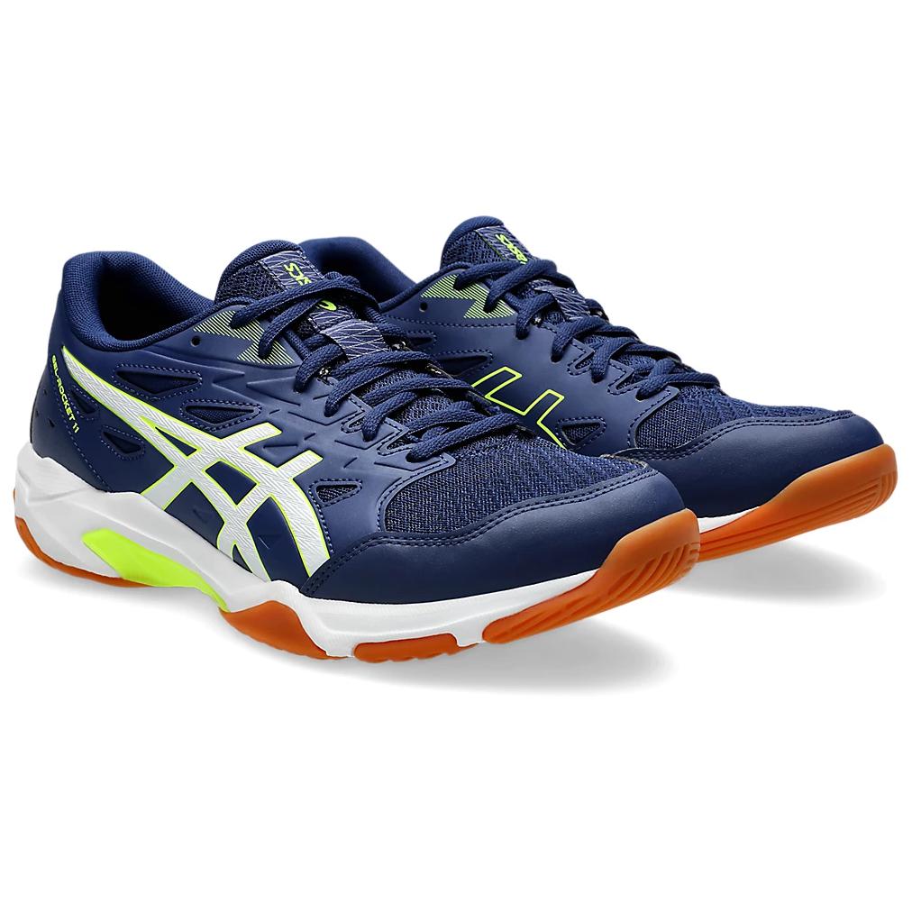 New Asics Gel Rocket 11 Low Top Training Shoes Unisex Blue Yellow 1073A065-403