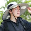 Solar Fan Bucket Hat Adjustable Wide Brim Sun Hat with Built-in Solar Panel Cooling Fan Hiking Fishing UV Protection Hat