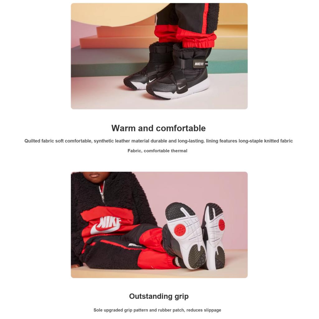 New Nike Flex Advance Wear-Resistant Water-Resistant And Warm Kids' Boots Black Children Aged 3-7 Years Old DD0304-005