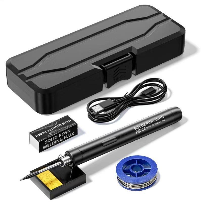 Kit de Ferro de Solda USB Aquecimento Rápido com Pontas Extras Estojo de Armazenamento para Drone RC Reparo de Peças Pequenas Soldagem