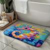 Colorful Seahorse Printed Flannel Bath Mat With Artistic Paint Style Soft Non Slip Rug For Bathroom Or Home Decor