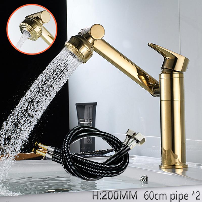 Nice 1080° Swivel Bathroom Sink Faucet Basin Faucet Mixer Deck Mounted Splash Proof Water Tap Shower Head Aerators Tapware PIPE x 2