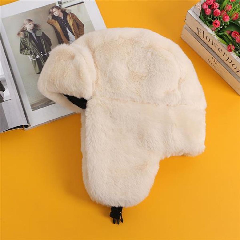 Bohatá vojenská čepice s klapkami na uši (Slonová kost) / Zimní ušanka