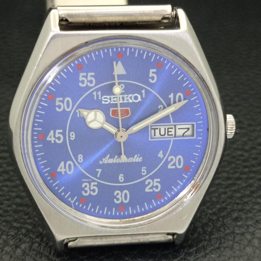 GENUINE VINTAGE SEIKO 5 AUTOMATIC 6309A JAPAN MENS BLUE DIAL WATCH A701621-5 R206c-a701621