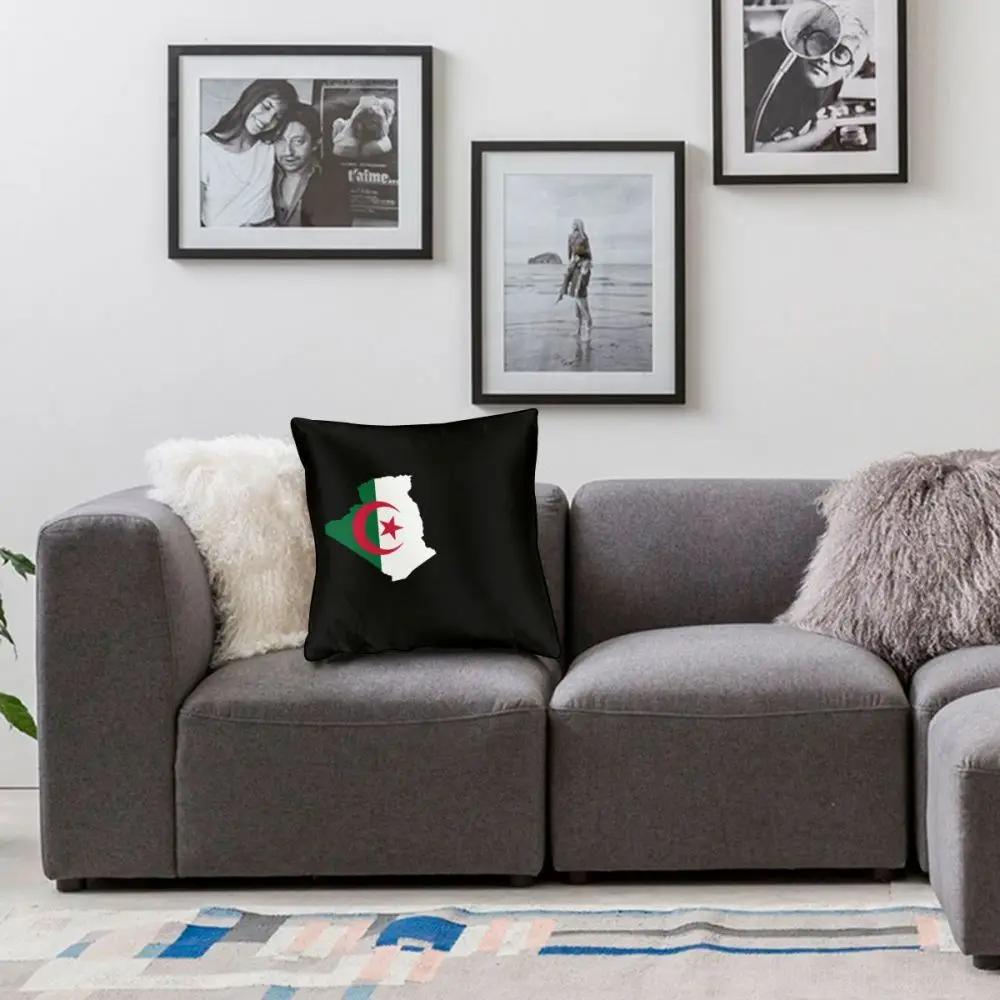 Algeria Map Flag Face Square Pillow Case Polyester Decorative Pillow Casual Cushion Covers