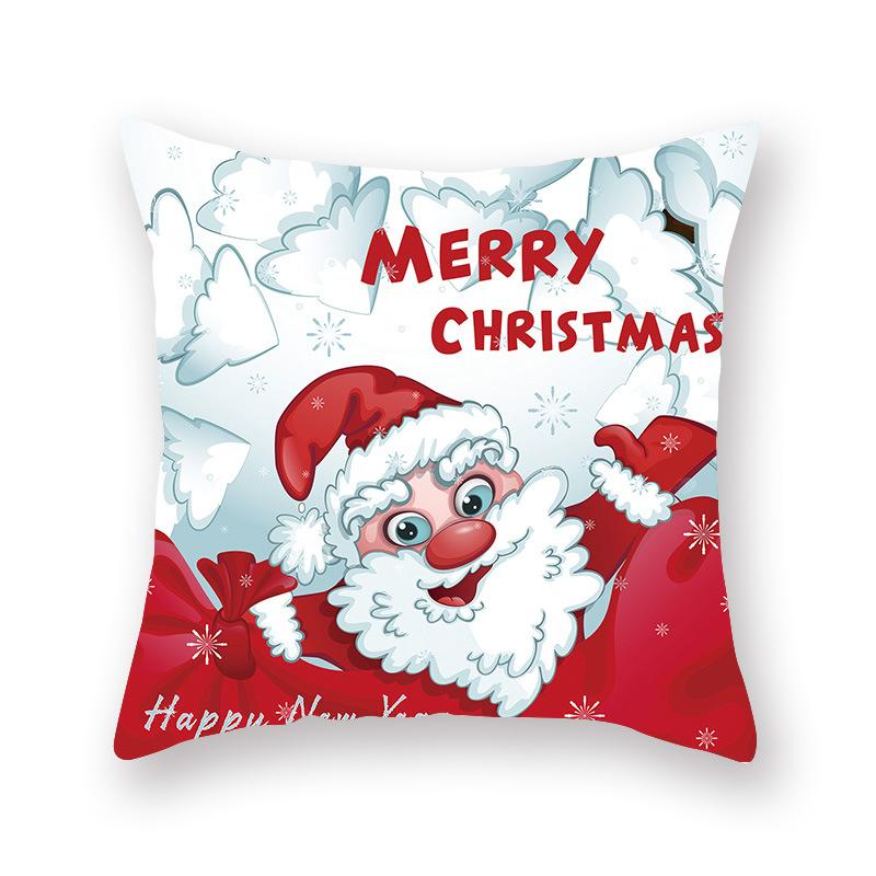 Cartoon Print Christmas Pillow Holiday Decoration Sofa Pillow Case Christmas Cushion