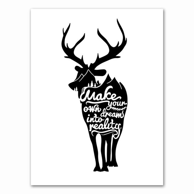 Black White Minimalist Abstract Elk Canvas Painting Nordic Scandinavian Wall Picture Prints Living Room Home Decor No Frame