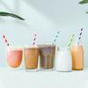 100-Pack 6mm Diameter, 197mm Length Pink Striped Paper Straws