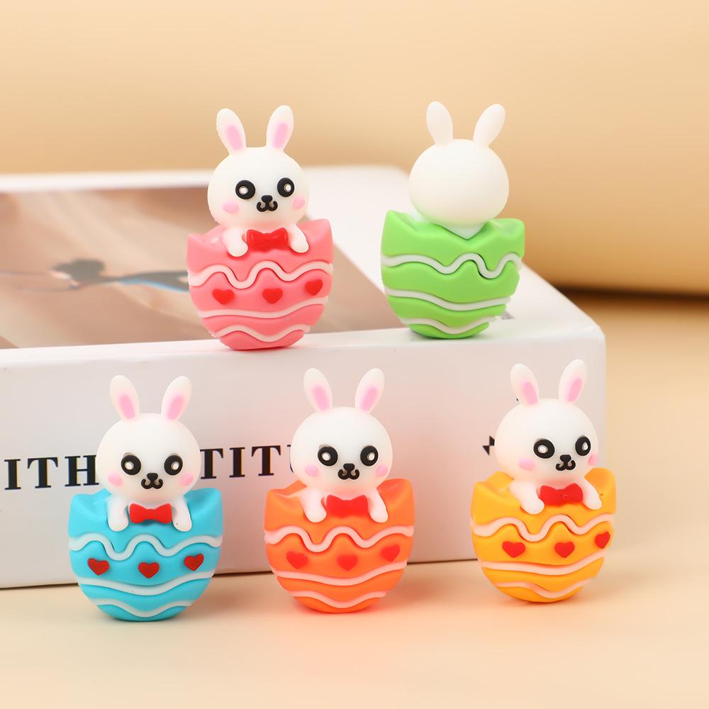 Creative Easter Ornaments: Painted Egg & Cartoon Rabbit Plush Toys for Home Decor & Gifts