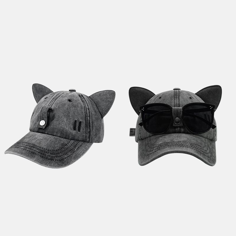 Cat Ears Aviator Glasses Baseball Cap Sunglasses Ductongue Cap Washed Bacto The Cap Street Hiphop Cap Sunscreen Sun Hat