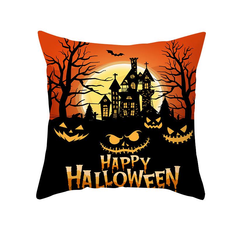 Halloween Spider Pumpkin Castle Print Cushion Cover Home Living Room Sofa Decoration Polyester Pillow Cover 45x45cm