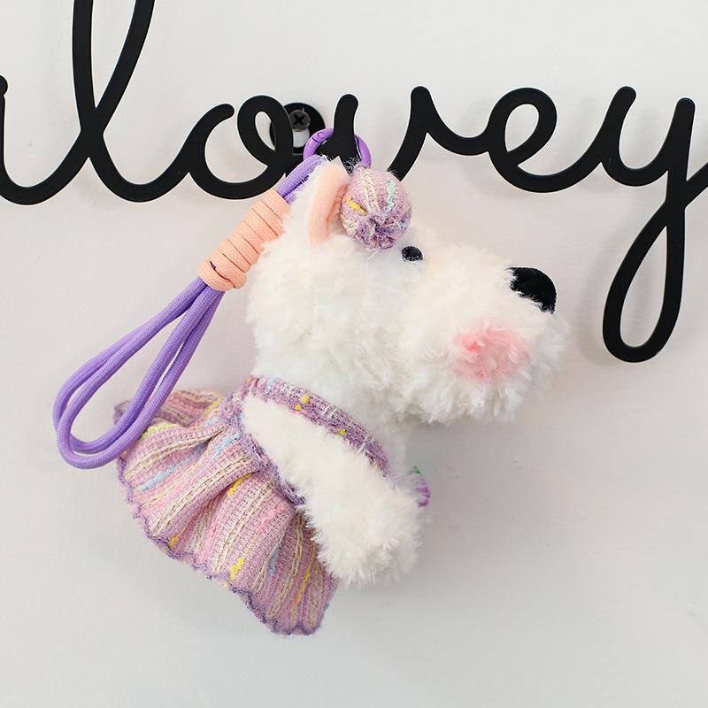 ins West Highland Dog Plush Toy Pendant Bow Puppy Girl Heart Bag Keychain Pendant