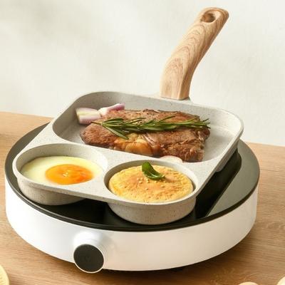 Kitchen Accessories 3 In1 Breakfast Frying Pan Multi-Section Non Stick Egg Frying Pan Compact Anti Scalding Cookware Camping