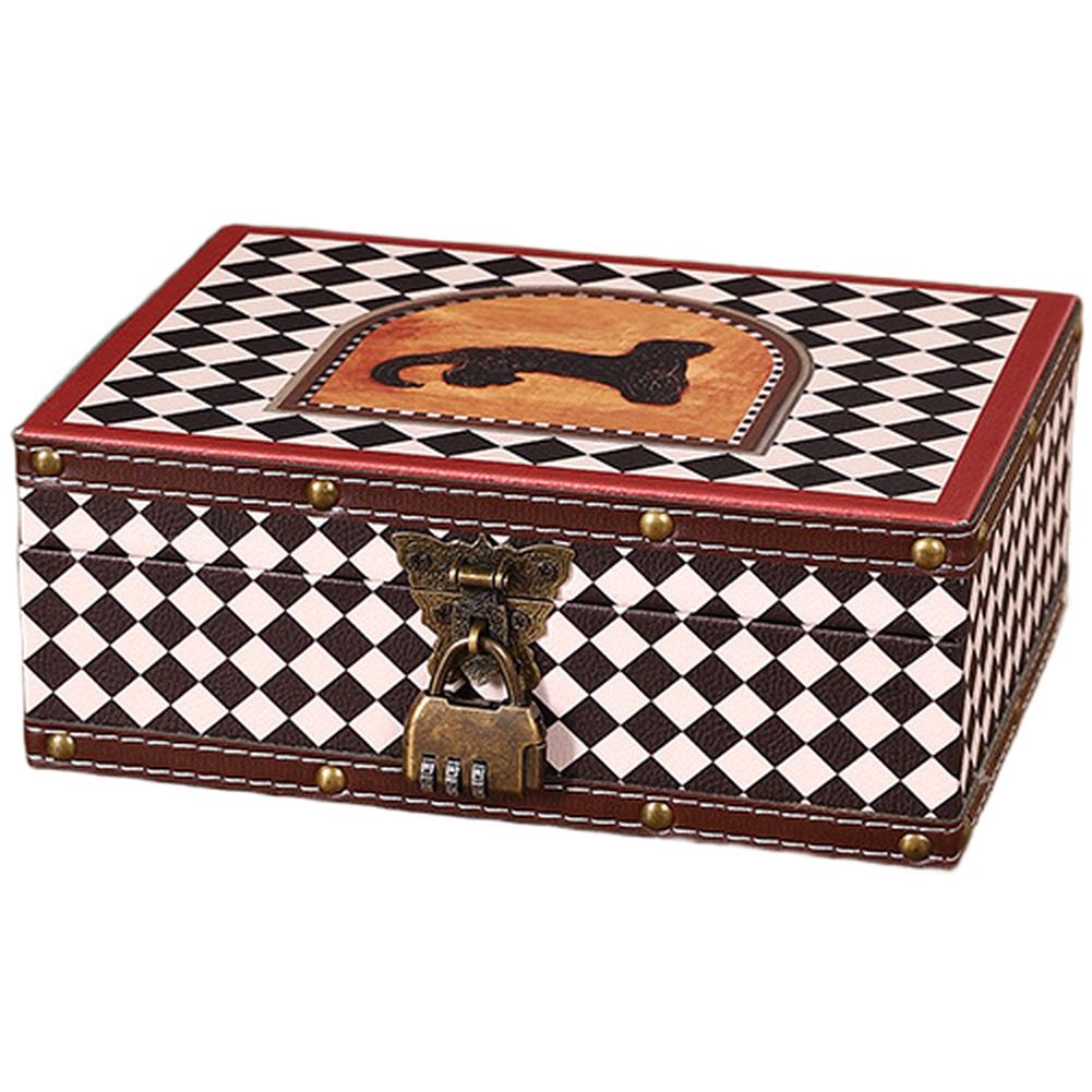 

Multi Purpose Leather Storage Box with Wooden Construction and Alloy Lock Organizer for Jewelry Cosmetics and Small Accessories
