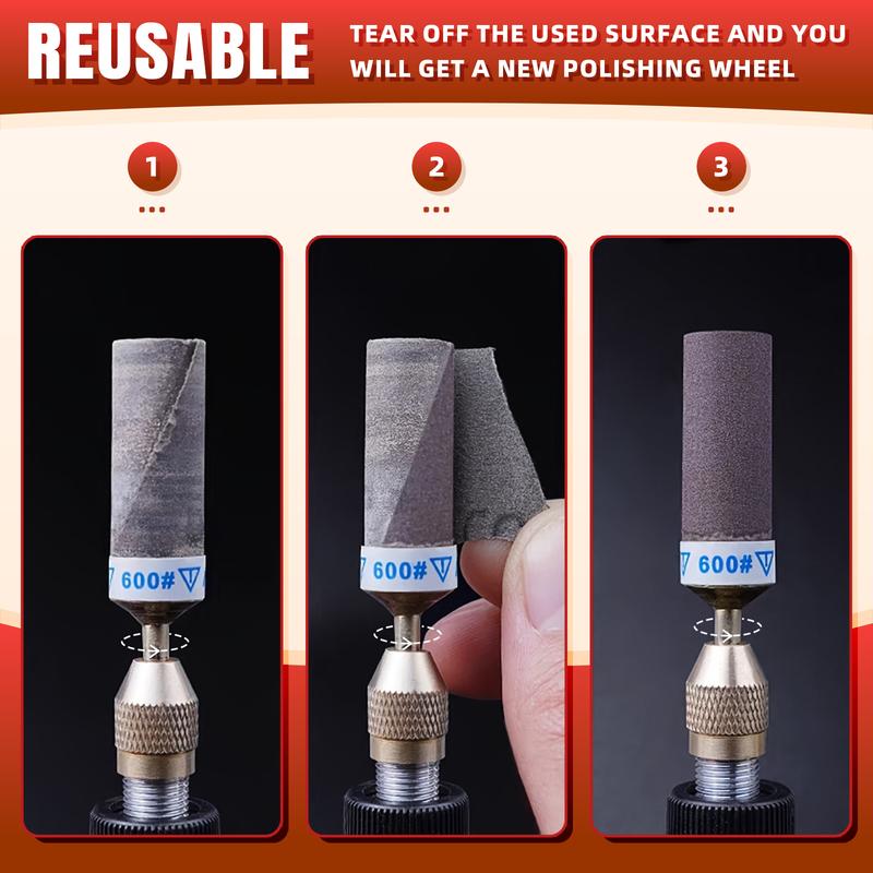 24pcs Sandpaper Stick Sanding Drum Polishing Heads with 3mm Shank for Rotary Tools Metal Rust Removal Stone Jade Polishing DIY