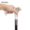 Silver Resin Bear Head White Walking Cane Fashion Decorative Steel Stick Gentleman Elegant Cosplay Cane Knob Crosier 92cm