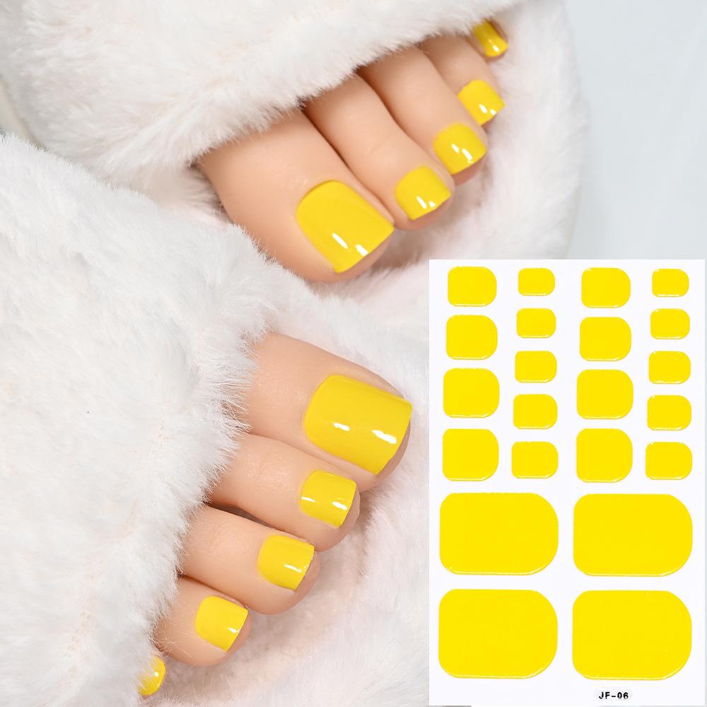 22tips Solid Bake Free Gel Toe Nail Strips Naked Color Black Adhesive Pink Red Polish Gel Nail O4P0