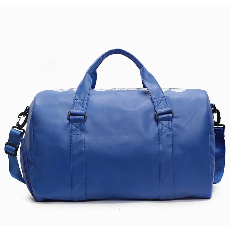 Fashion trend simple PU large-capacity portable travel bag with shoe compartment dry and wet separation fitness bag can cover the tie rod