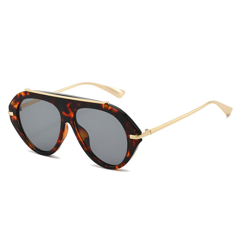 Vintage Patchwork Ins Popular Fashion Oversized Pilot Sunglasses Women Shades UV400 Retro Gradient Men Blue Green Sun Glasses