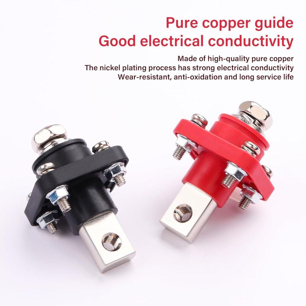 New All Copper Lithium Battery Terminal 100A/120A/150A/200A Black Red Energy Storage Terminal High Current Battery Connector