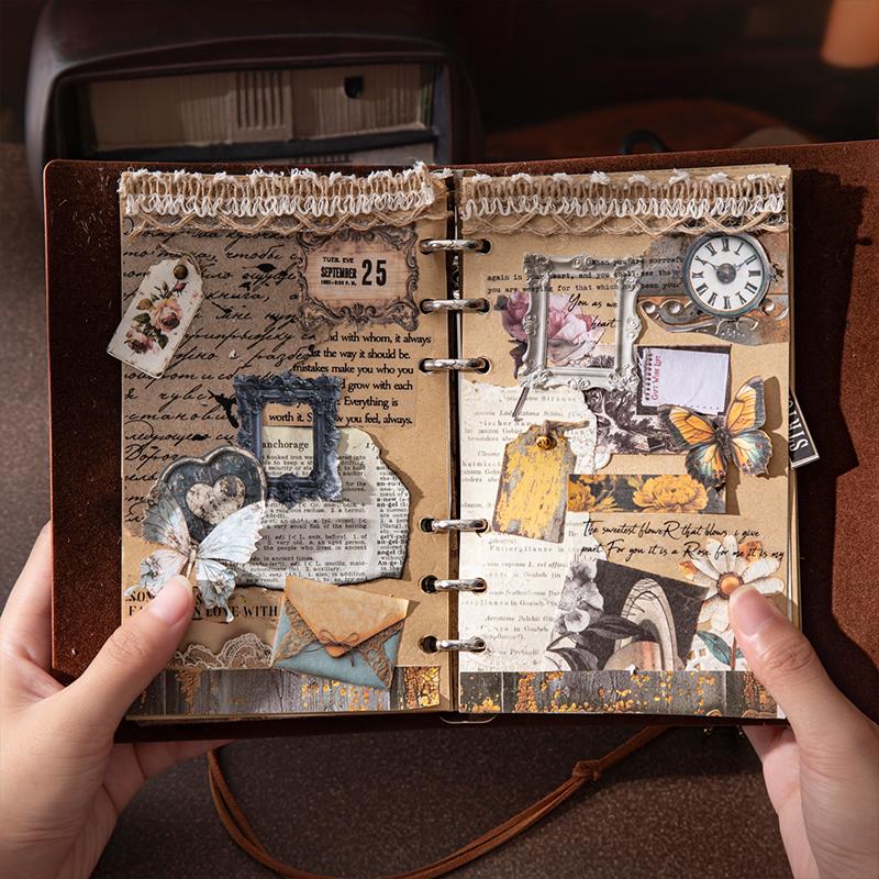 Journal GO 30pcs Vintage Memories Decorative Sticker Scrapbooking Label Diary Stationery Retro Frame Memoirs Card Art Stickers
