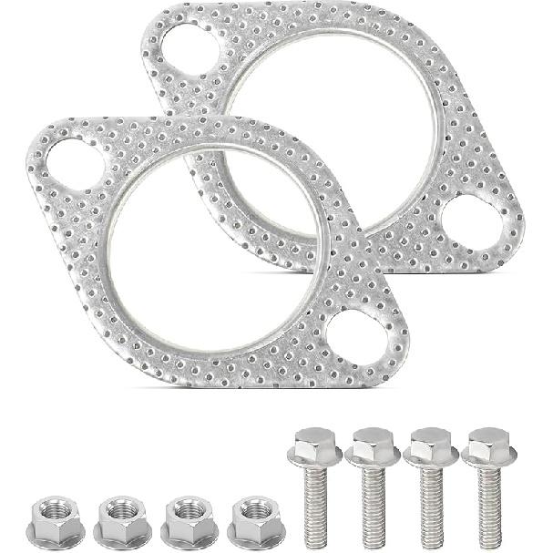 2PCS Exhaust Gasket,Car Accessories Exhaust Flange Gasket,Muffler Gasket,Catalytic Converter Gasket,Exhaust Flange Repair Kit With Bolt & Nut,Fit For